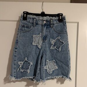 SHEIN Kids Blue Distressed Denim Shorts